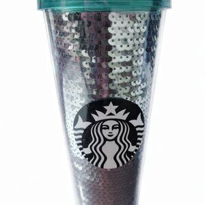 2017 Limited Edition Starbucks Green Sequin Sparkle Venti Tumbler Cold Cup